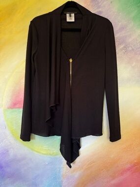 BCBG MAXAZRIA draped asymmetrical jacket/cardigan Size S Poly Viscose Spandex
